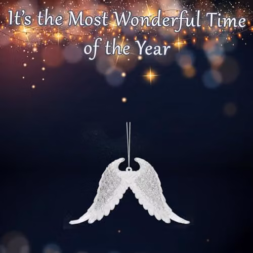 VFM e-Store Silver Glitter Snowflake and Angel Wing Hanging Christmas Tree Ornaments, 15 cm – 3