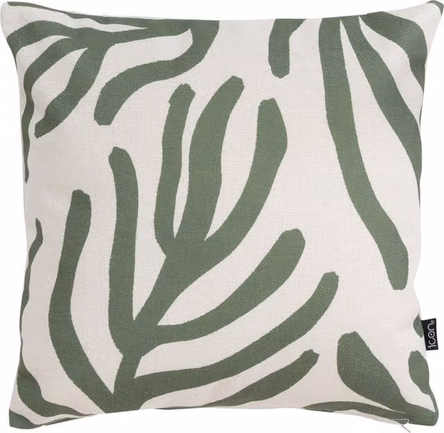 ICON Abstract Leaf Kyoto Square Outdoor Cushion in Yellow and Green