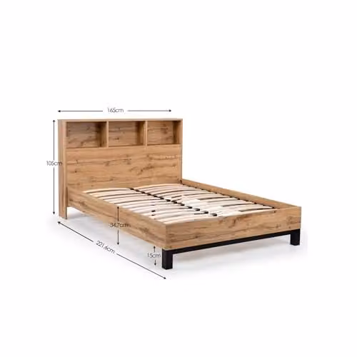 Julian Bowen Bali Bookcase Bed Frame in Oak with Side Compartments, W/D/H: 180 x 200 x 105 cm – 2