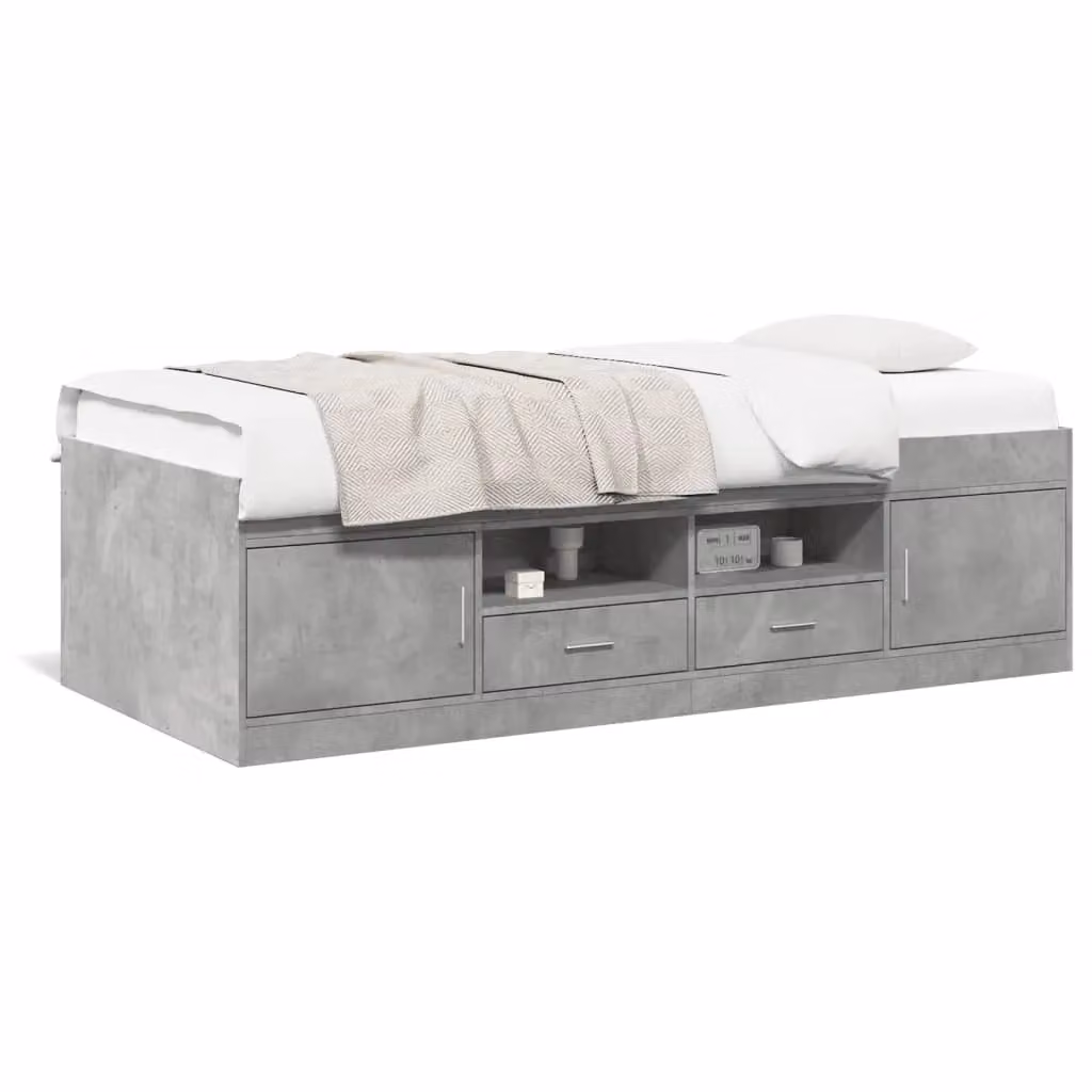 Berkfield Home Single Daybed with Drawers in Concrete Grey, W/D/H: 90 x 190 cm – 2
