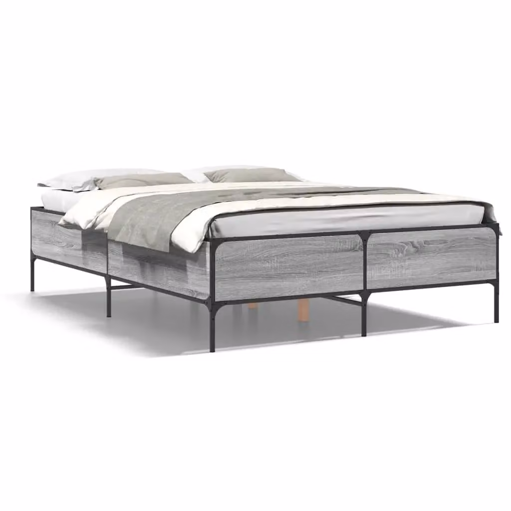 Berkfield Home Sonoma Bed Frame in Grey, W: 140 cm, L: 200 cm – 2
