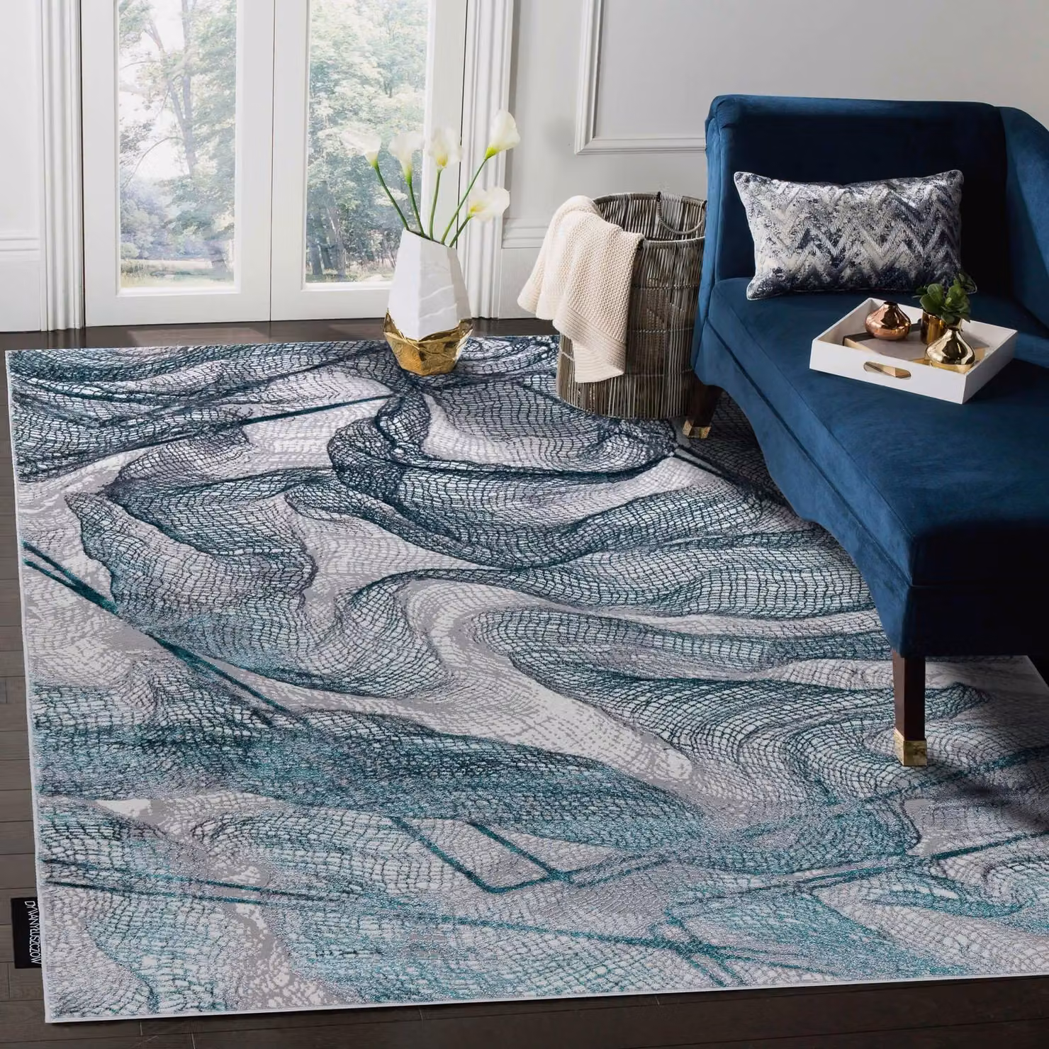 RugsX De Luxe Abstract Grey and Multicolour Polyester Rug, W: 120 cm, D: 170 cm – 3