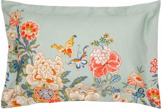Sanderson Peony Blue Pure Cotton Oxford Emperor Pillowcase