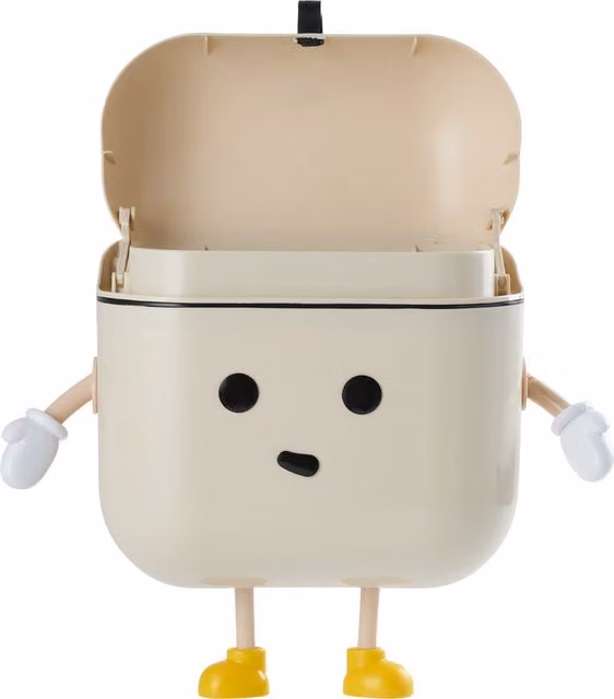 Livingandhome Wall-Mounted Plastic Bin with Flip Lid in Beige and White, 9l