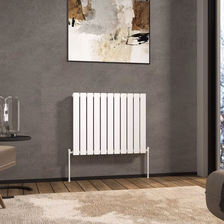 Aurexa White Horizontal Designer Steel Radiator, Wall Mounted, W: 74.8 cm, H: 74.8 cm