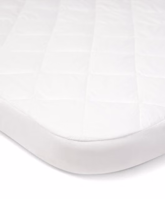 Mamas & Papas Lua Bedside Crib Mattress Protector, White, Cotton, Waterproof and Antibacterial
