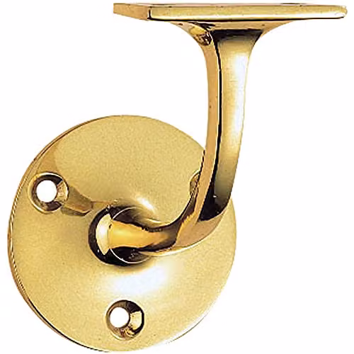 Loops Wall Mounted Lightweight Handrail Bannister Bracket in Polished Brass with 7.2 cm Projection