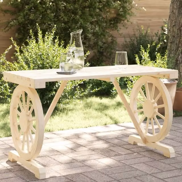 Berkfield Home Rustic Solid Wood Fir Garden Table in Brown W/D/H: 115 x 55 x 65 cm – 1