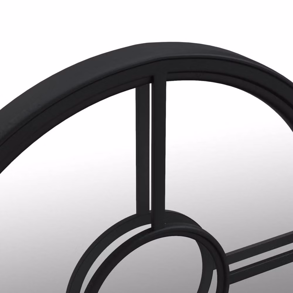 Berkfield Round Metal Wall Mirror in Black, Diameter: 40 cm – 3