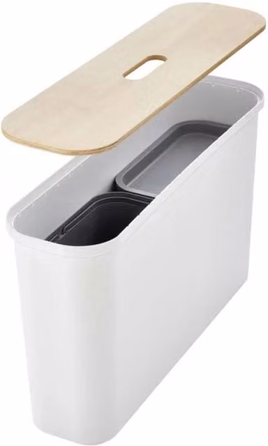 SmartStore Collect Slim Box Set with Wooden Lid in White, Large – 1