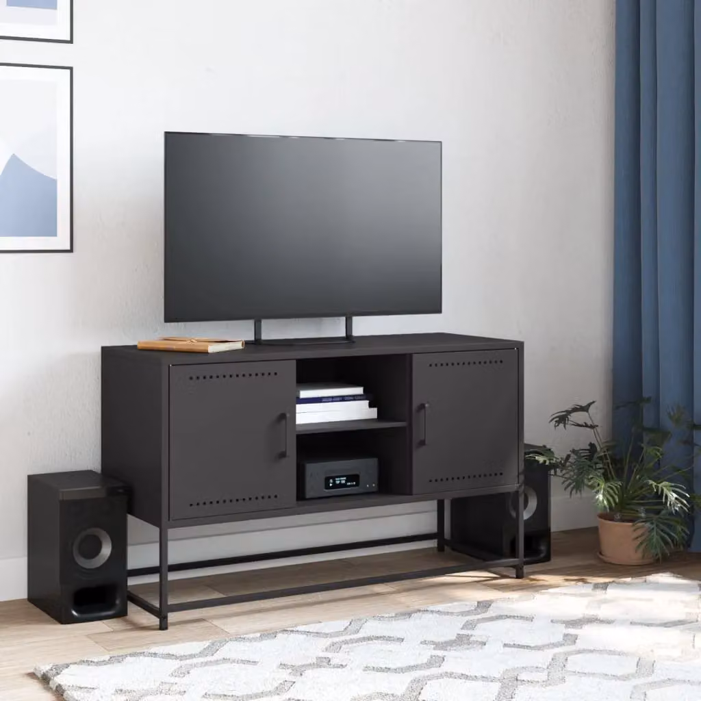 Berkfield Home Industrial TV Cabinet in Black Metal, W/D/H: 100.5 x 39 x 60.5 cm – 3