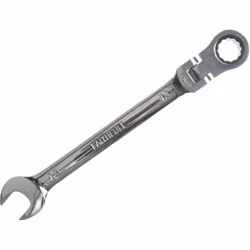 Faithfull 13mm Flex Head Ratchet Combination Spanner in Silver Chrome Vanadium