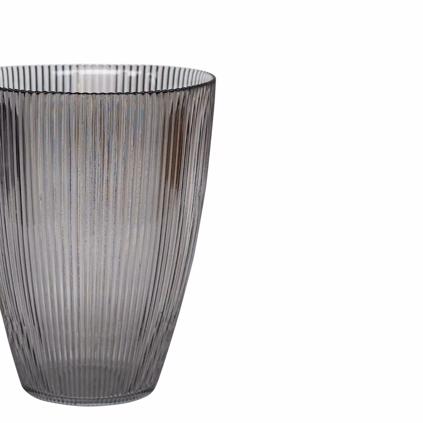 Ivyline Charcoal Ribbed Tall Glass Vase, Anthracite, H 24.5 cm x W 18 cm x D 18 cm – 3