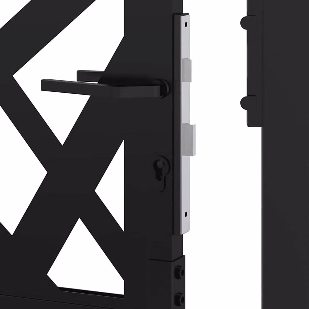 Berkfield Home Beautiful Garden Gate in Black Steel, W: 105 cm, H: 155 cm – 6