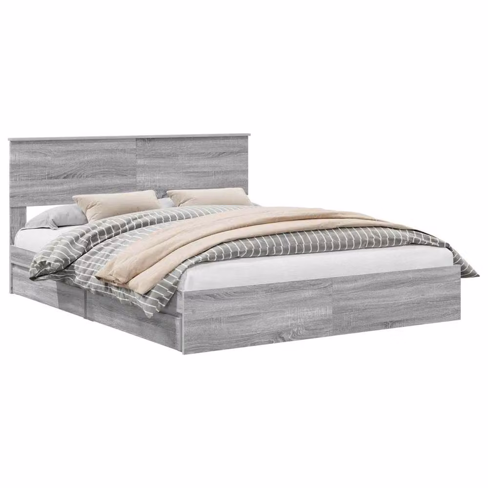 Berkfield Home Grey Sonoma Storage Bed with Drawers, W/D/H: 160 x 200 cm, Engineered Wood – 2
