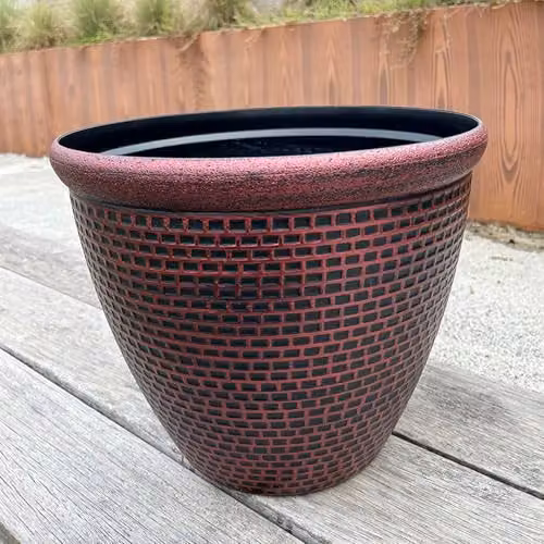 Gr8 Garden Cromarty Round Plastic Plant Pot Planter, Red, Pack of 2, Diameter: 36 cm – 3