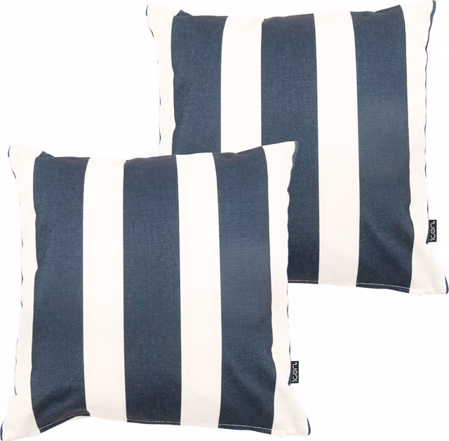 icon Kyoto Fabric Set of 2 Black Striped Microfibre Cushions, W/D/H: 43 x 43 x 43 cm