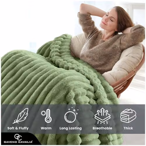 Gaveno Cavailia Green Fleece Throw Blanket, W/D/H: 150 x 200 cm – 2
