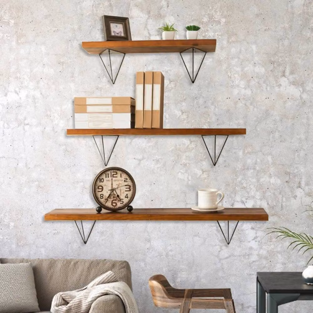 EONLION Set of 2 Rustic Scaffold Board Shelf Brackets in Black Steel – 4