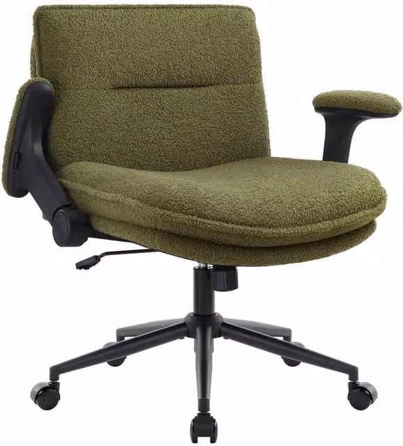 KORVIXA Green Bouclé Ergonomic Accent Chair with Flip-Up Arms