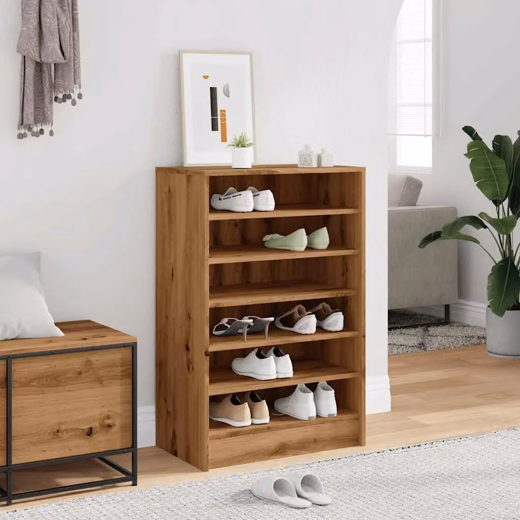 Berkfield Home Artisan Oak Shoe Cabinet in Brown, W/D/H: 60 x 35 x 92 cm – 3