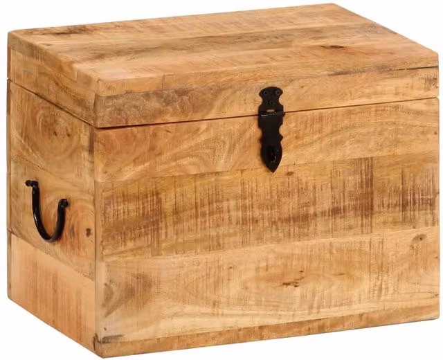 Berkfield Home Solid Mango Wood Storage Box in Brown, W/D/H: 39 x 28 x 31 cm