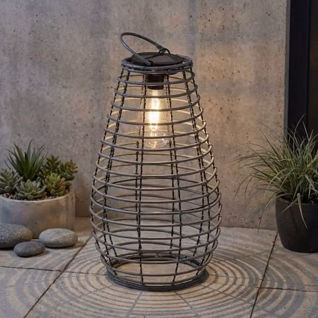Garden Greatness Slate Venus Bulb Solar LED Lantern in Grey and Multicolour