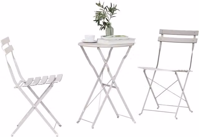 Berkfield Home Traditional 3-Piece Beige Powder Coated Steel Folding Bistro Set