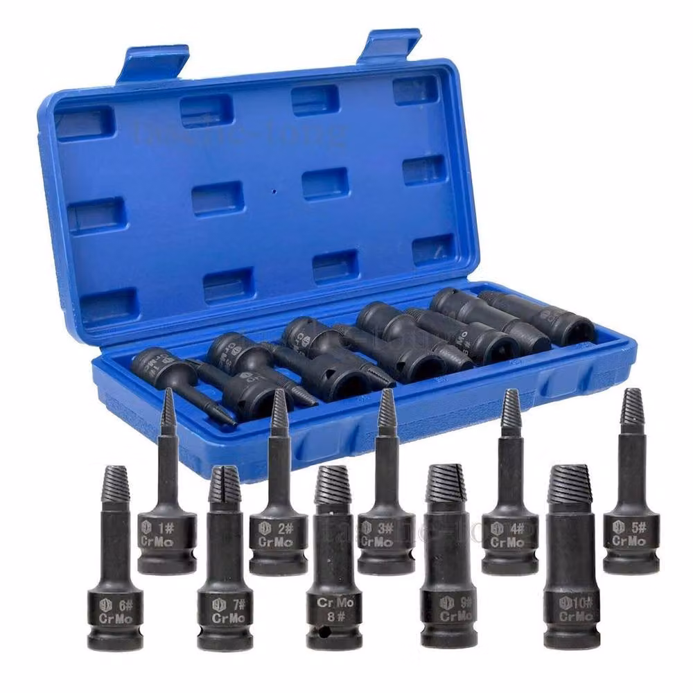 SPETLEK 10-Piece 1/2 inch Impact Screw Stud Spiral Extractor Set in Black Steel – 4