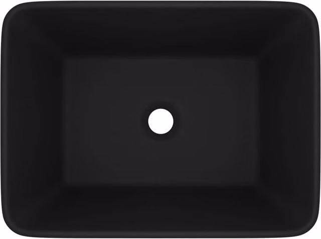 Berkfield Home Luxury Ceramic Rectangular Wash Basin in Matt Black, W: 41 cm, D: 30 cm, H: 12 cm
