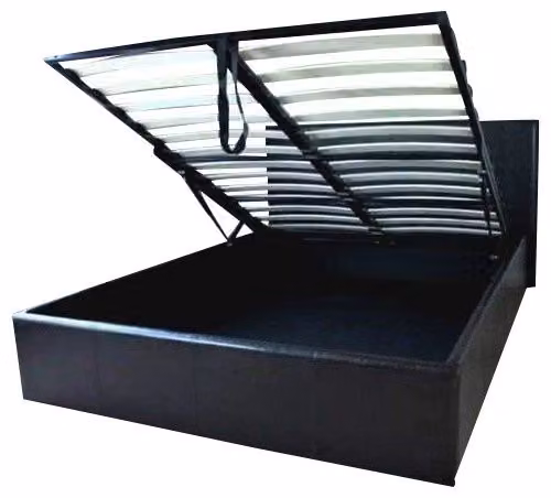 Modernique Black Faux Leather Ottoman Double Storage Bed with Gas Lift Base, W/D/H: 140 x 200 x 145 cm – 6