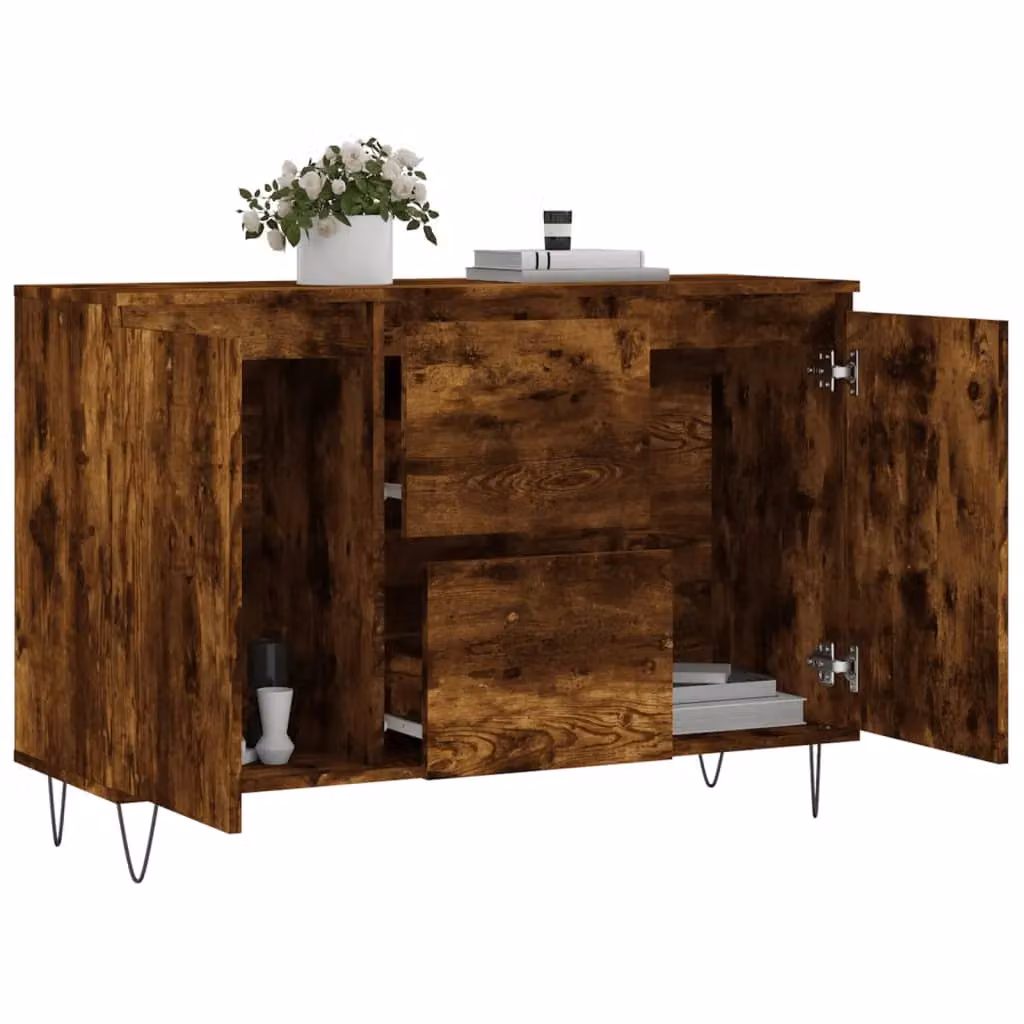 Berkfield Home Smoked Oak Sideboard in Brown, W/D/H: 104 x 35 x 70 cm – 3