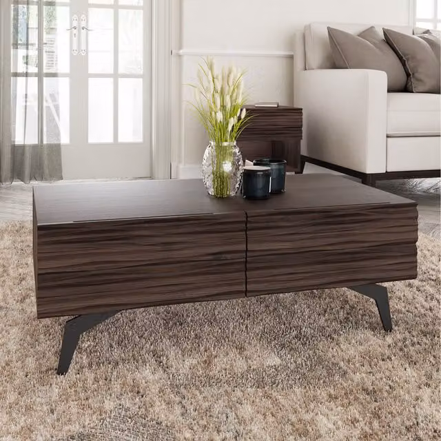 Bantham Modern Rectangular Coffee Table in Dark Walnut Wood