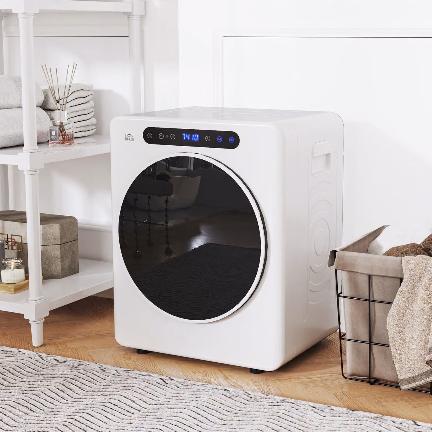 HOMCOM 8kg Vented Front Loading Tumble Dryer in White with Stainless Steel Tub and 6 Heat Settings – 2