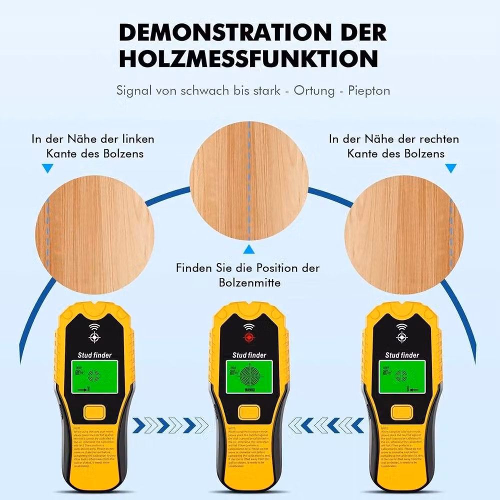 FLAVORA 5 in 1 Metal Wood Cable and Electricity Detector Wall Scanner Line Finder in Yellow – 4