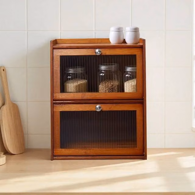 Kelvenix 3 Tier Wooden Bread Box in Dark Brown – 1