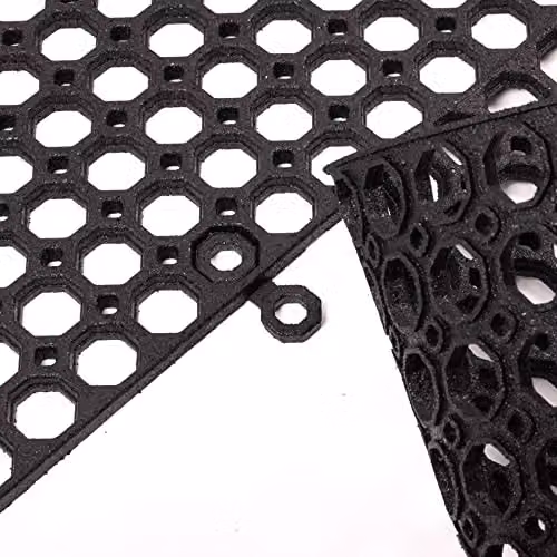 Nicoman Black Rubber Ring Outdoor Doormat, W: 80 cm, D: 60 cm, H: 1.3 cm – 9