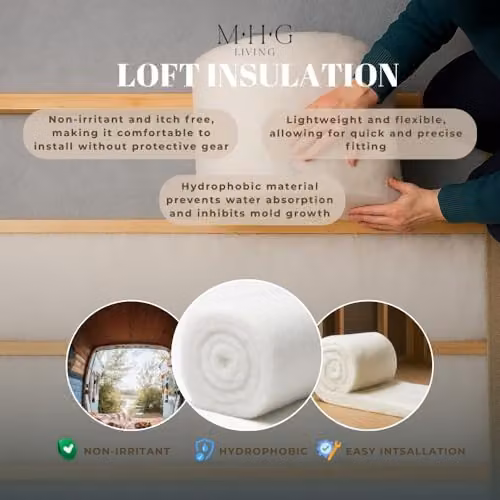 MHG Living Eco Thermal Polyester Loft and Wall Insulation Roll, White, W: 37 cm, T: 11 cm, L: 5 m – 3