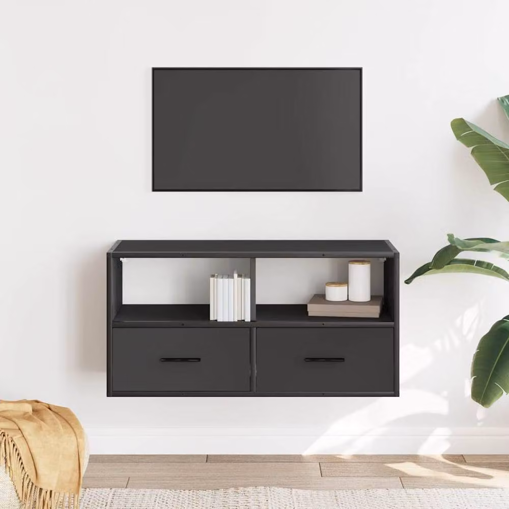 Berkfield Home Industrial TV Cabinet in Black, W/D/H: 80 x 31 x 39.5 cm – 3