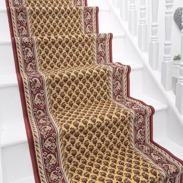 runrug Acni Stair Runner Carpet, Non-Slip, Cream/Beige, W: 80 cm, L: 510 cm