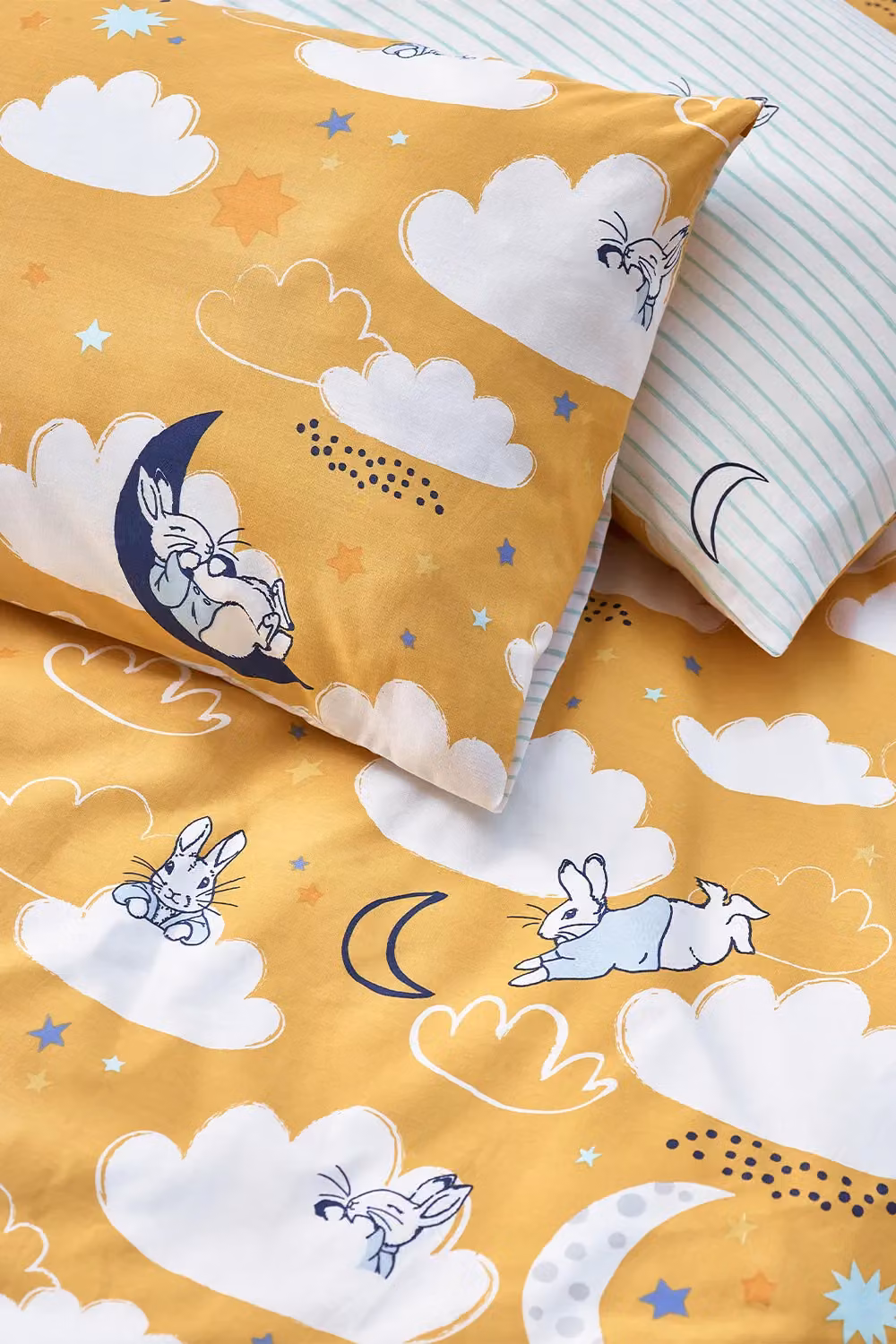 Peter Rabbit Sleepy Head Reversible Duvet Cover Set in Yellow, W: 140 cm, L: 200 cm – 2