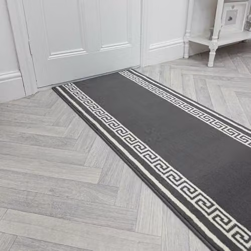 runrug Key Hallway Runner Rug, Grey, W: 60 cm, L: 210 cm