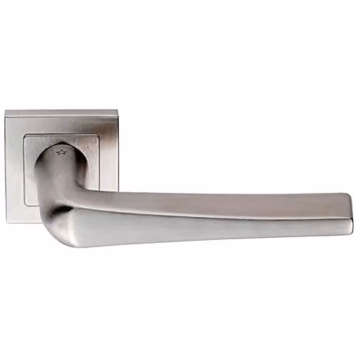 Loops Pair Square Cut Tapered Handle on Square Rose with Concealed Fix, Brushed Satin Steel, Silver