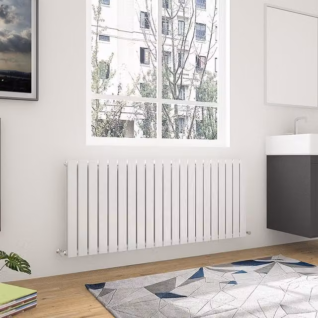 AicaBathroom Horizontal Flat Panel Steel Radiator in White, W/H: 142.8 x 60 cm
