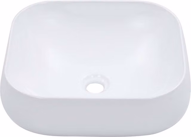 Berkfield Home Rectangular Ceramic Countertop Wash Basin, White, W: 44.5 cm, D: 39.5 cm, H: 14.5 cm