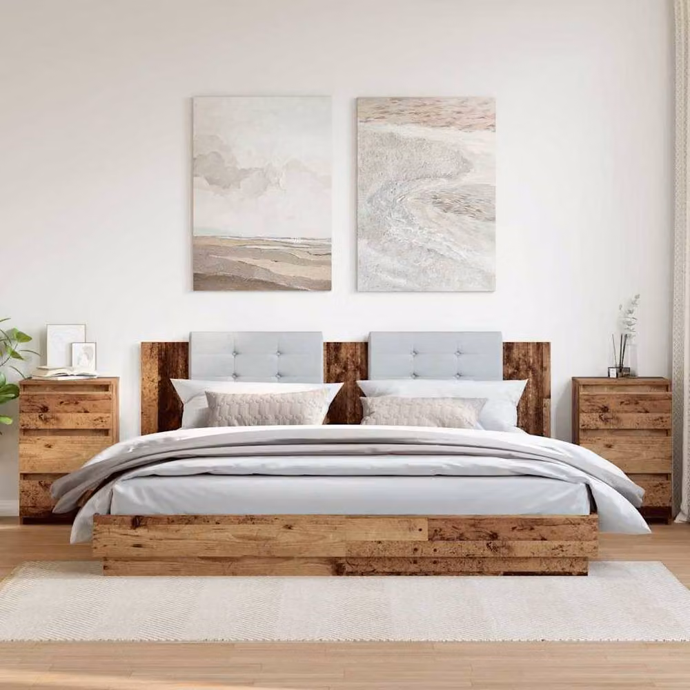Berkfield Home Elegant Bedside Cabinets, 2 Piece Set, Brown Old Wood, W/D/H: 40 x 35 x 62.5 cm – 2