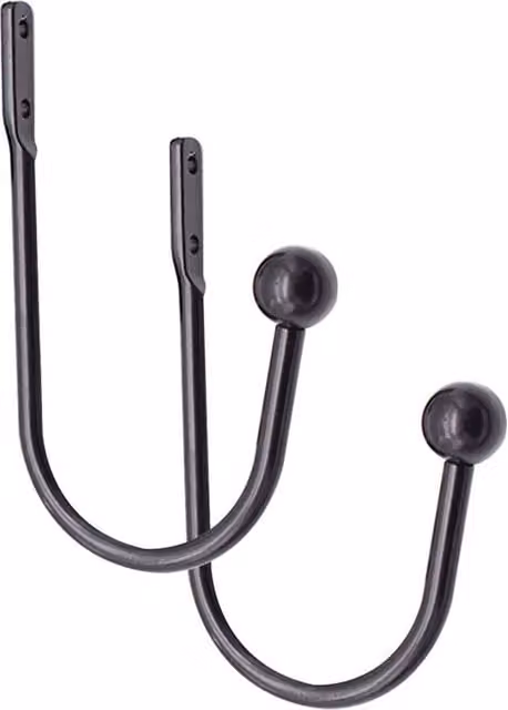 PAWNORA Black U Shape Window Curtain Hold Back Hooks, Pack of 2