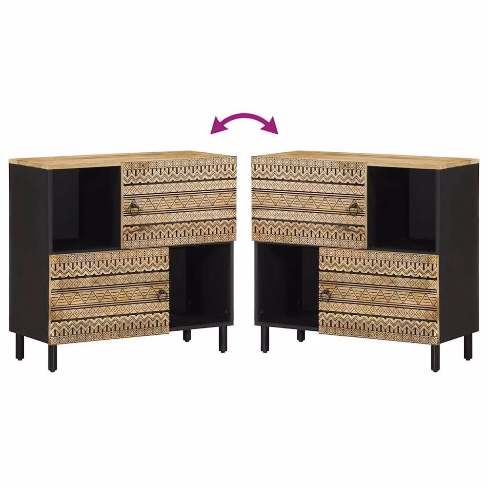 Berkfield Home Industrial Mango Wood Sideboard in Brown, W/D/H: 80 x 33.5 x 75 cm – 5