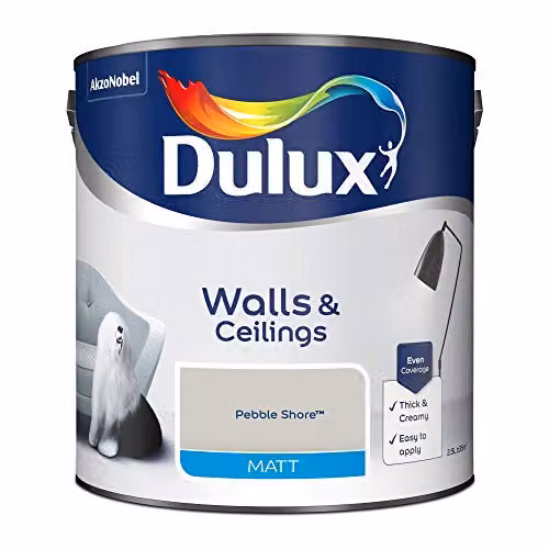 Dulux Matt Dispersion Emulsion Paint for Walls and Ceilings, Pebble Shore, 2.5 l – 2
