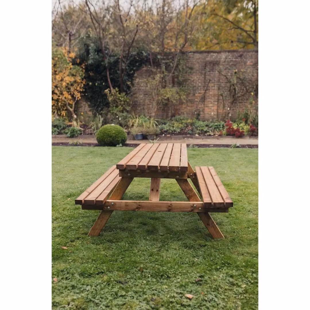 Churnet Valley Garden Furniture Ltd Valley Deluxe Picnic Table in Brown, W: 150 cm, D: 150 cm, H: 90 cm – 2